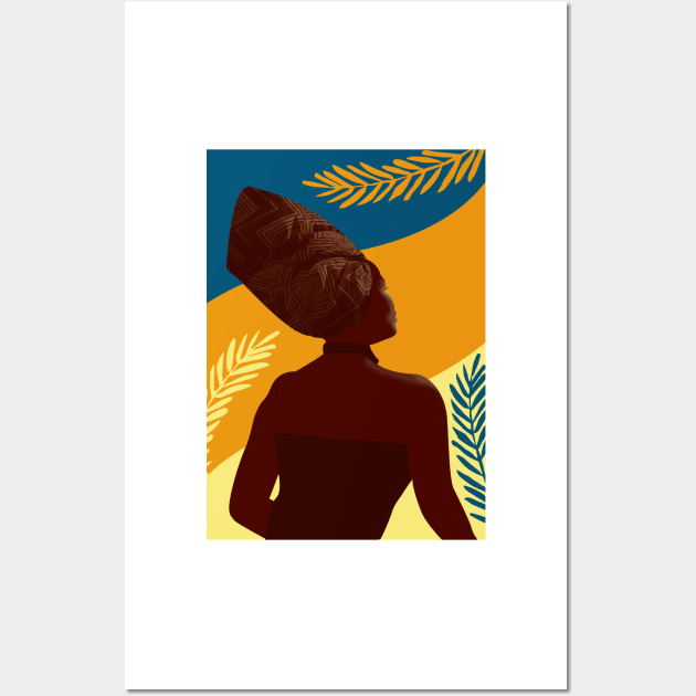 Black And Proud African Woman Head Wrap Wall Art by 4U2NV-LDN